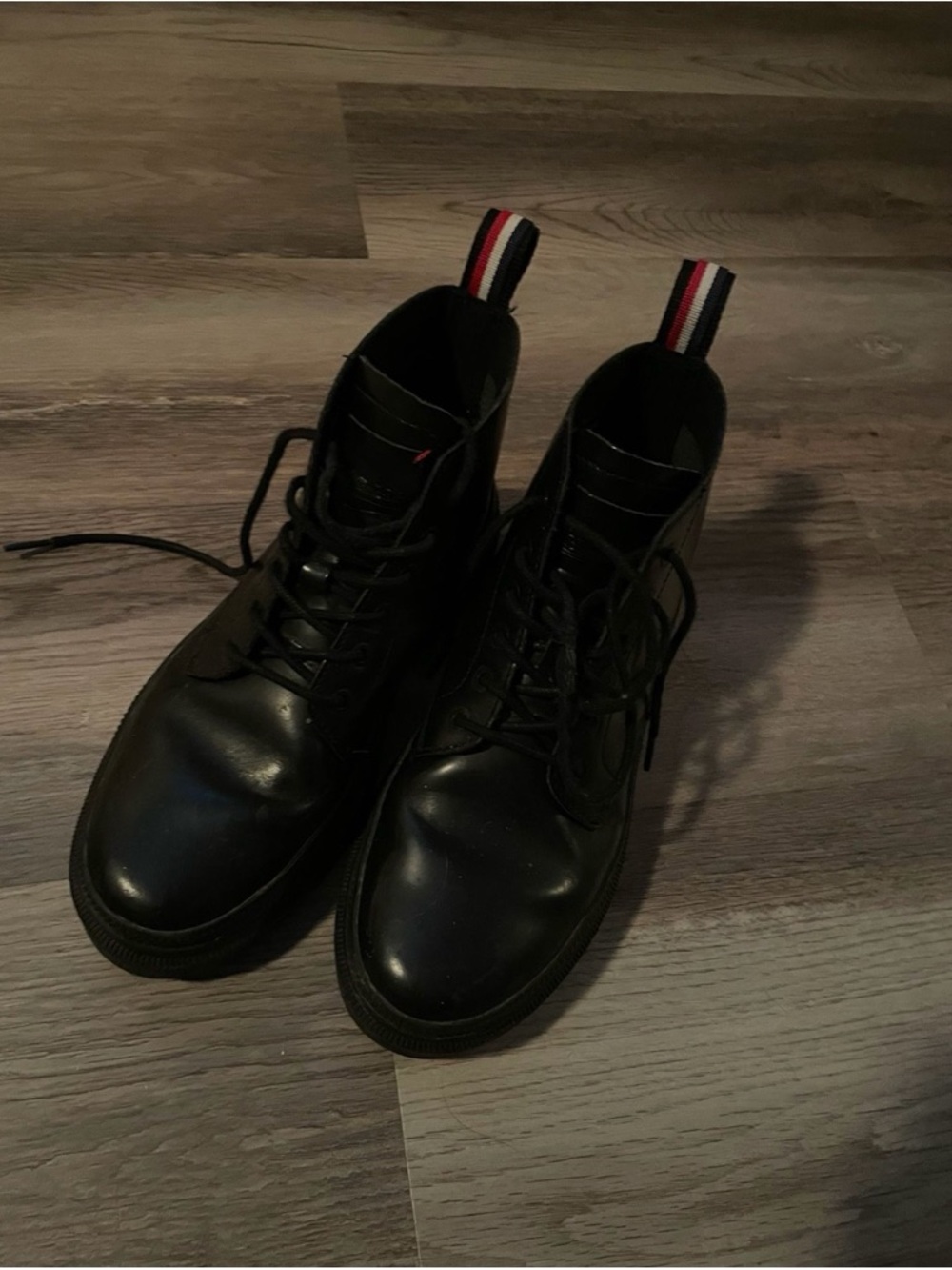 Palladium Black Lace-Up Leather Boots with Tricolor Heel Loop